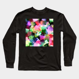 Bright Colorful Chaotic Squares Pattern Long Sleeve T-Shirt